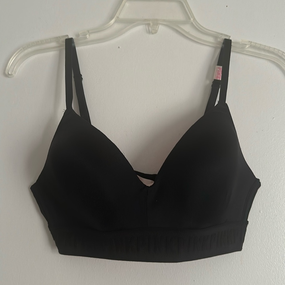 Victoria Secret Pink wireless black bra size 34 C